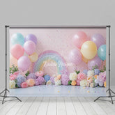 Aperturee - Aperturee Fresh Floral Balloons Birthday Cake Smash Backdrop